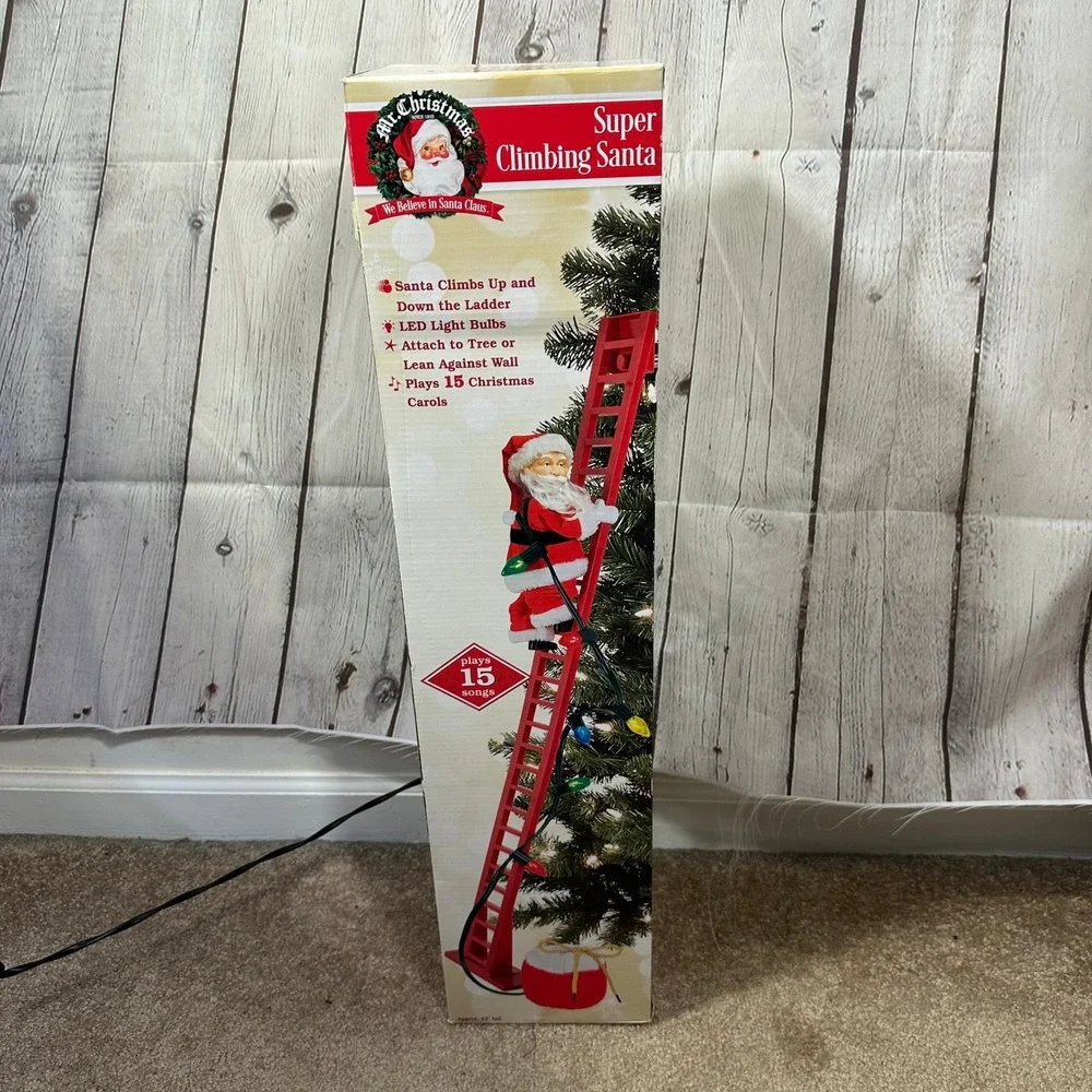Mr Christmas Super Climbing Santa‎ Animated Musical 15 Carols LED Lights 43 Inch
